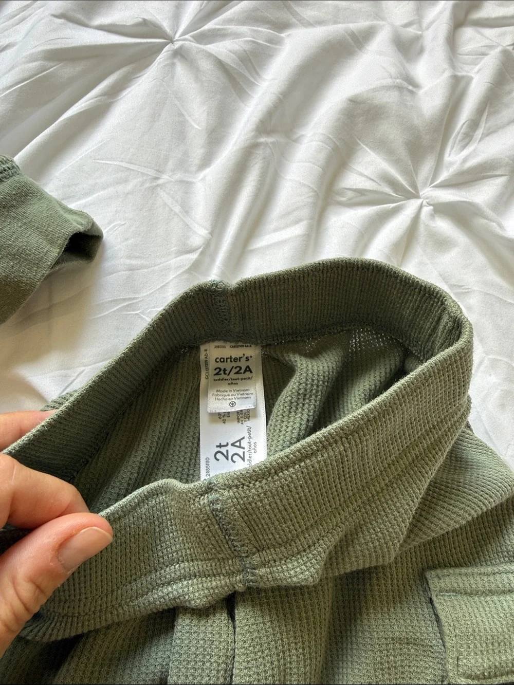Olive Green Boys Waffle-Knit Joggers + Thermal Set